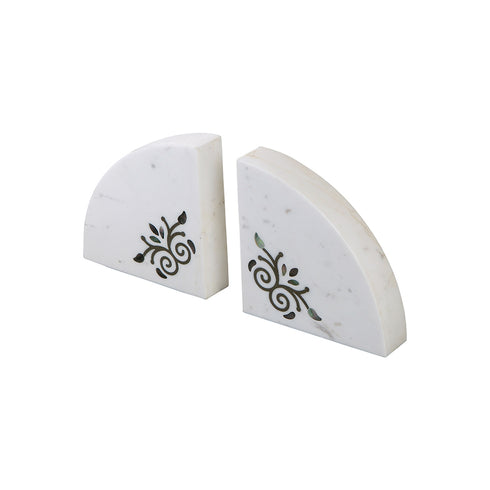 Marble Bookends with Mother of Pearl Inlay